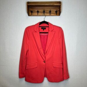 Talbots Blazer Size 10 Coral Pink Career Office Single Button Coat‎ Jacket